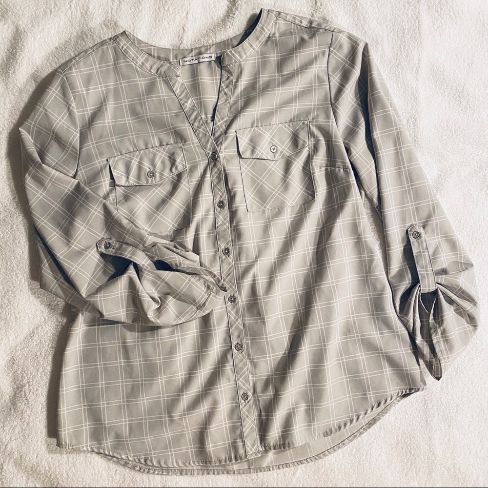3/4 Sleeve Button Down Blouse